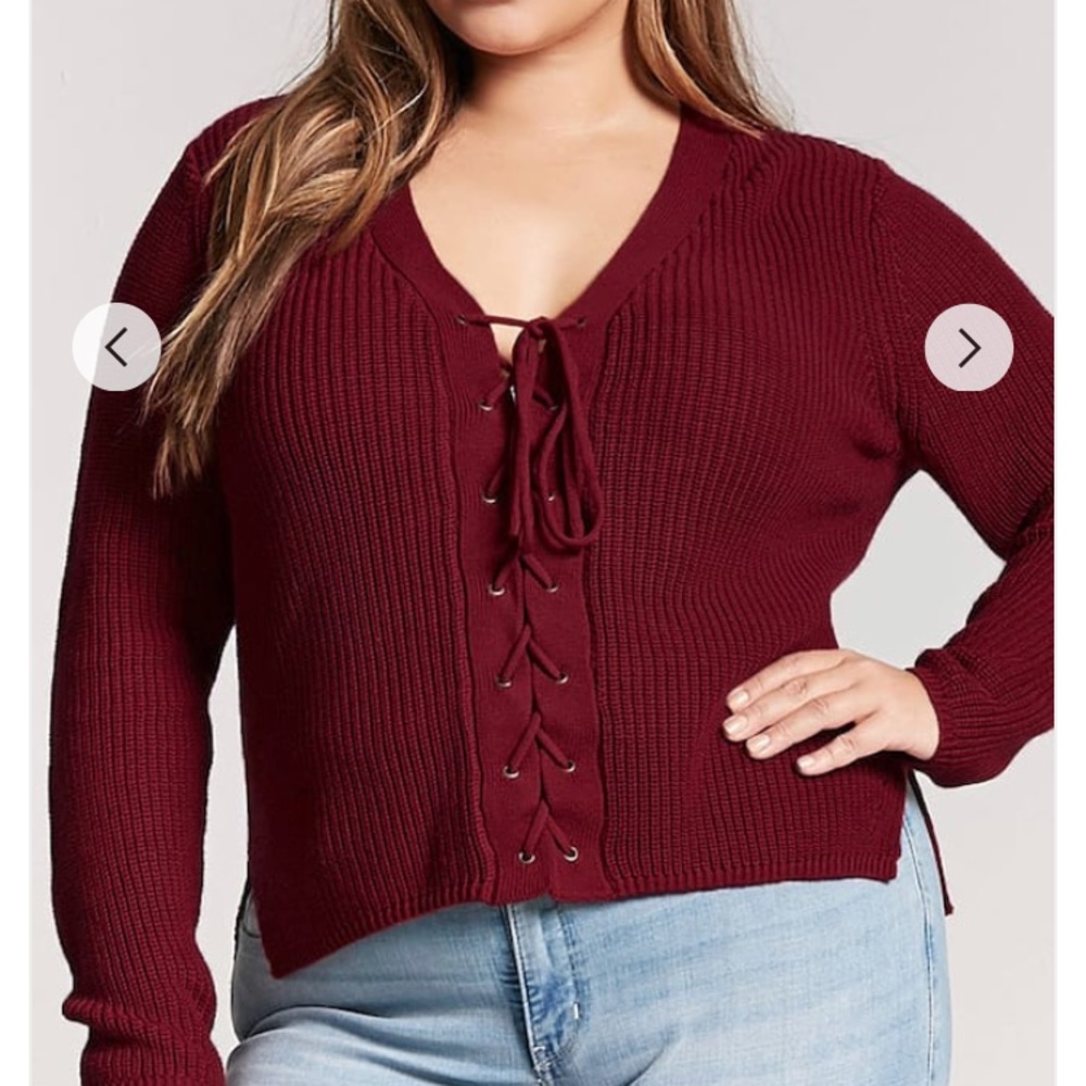Wine lace up long sleeve